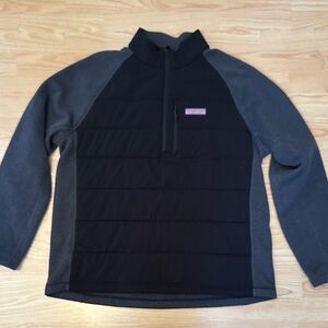 Vineyard Vines Men's Nocturne Black/Gray 1/2 Zip Performance Sweater Fleece